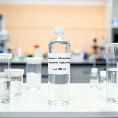 पारदर्शी रंगहीन तरल अमोनियम थायो ग्लाइकोलेट 59% ग्राहक आवश्यकताओं के लिए CAS 54421-46-5